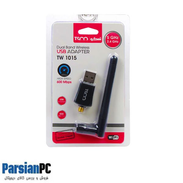 کارت شبکه USB  بی سیم تسکو  TSCO TW1015 آنتن دار BLACK