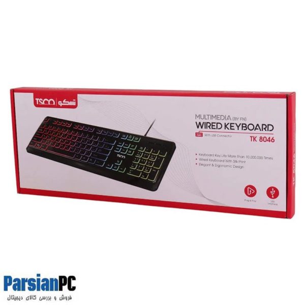 کیبورد باسیم تسکو TSCO KEY BOARD TK8046 BLACK