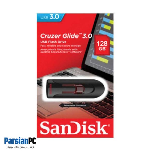 فلش مموری سن دیسک CRUZER GLIDE USB 3.0 FLASH DRIVE ظرفیت 128 گیگابایت