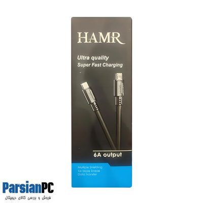 کابل شارژ و انتقال اطلاعات  HAMR 6A THICK CABLE USB TO TYPE-C یک متری