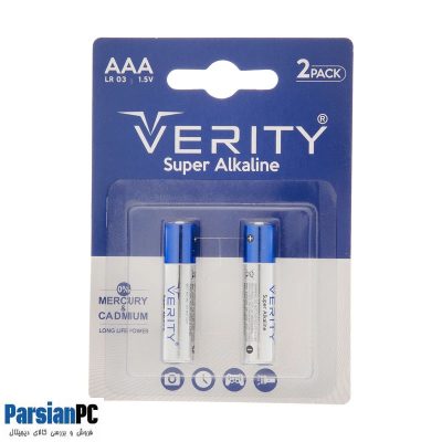 باتری نیم قلمی وریتی سایز AAA بسته 2 عددی VERITY ULTRA ALKALINE LR03-U